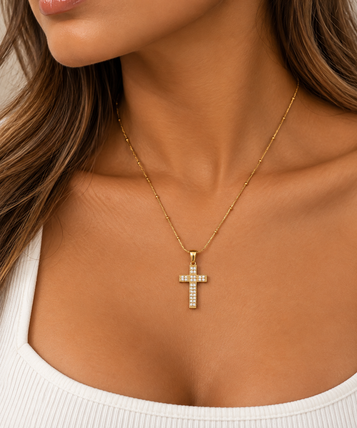 Pavé Cross Necklace