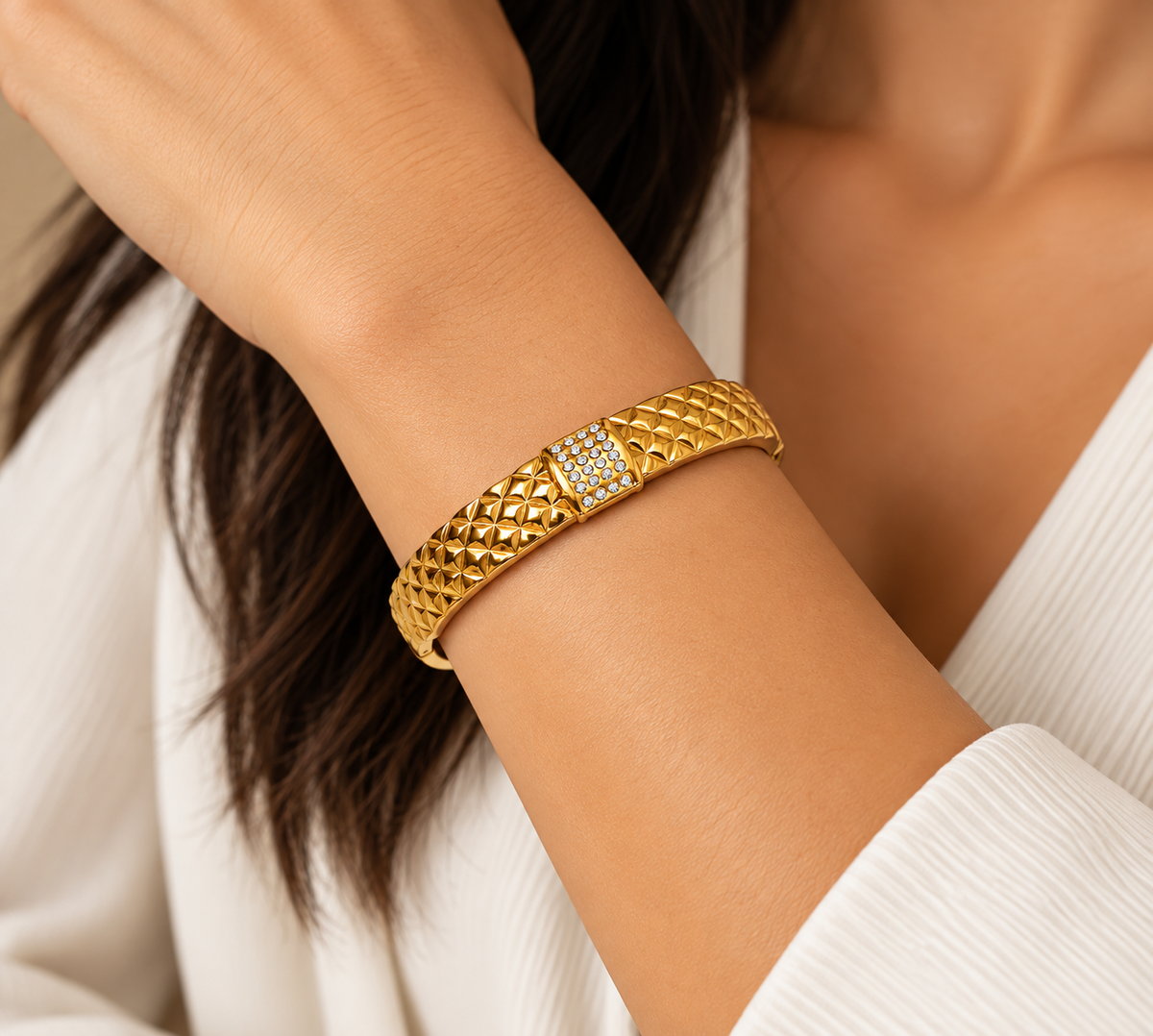 Quilted Crystal Bangle