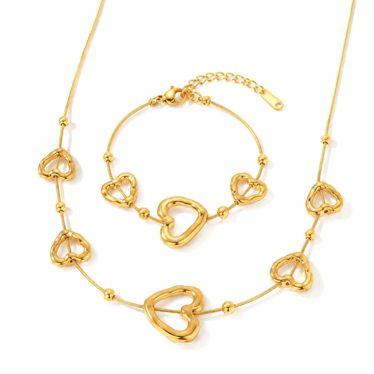Open Heart Necklace & Bracelet Set