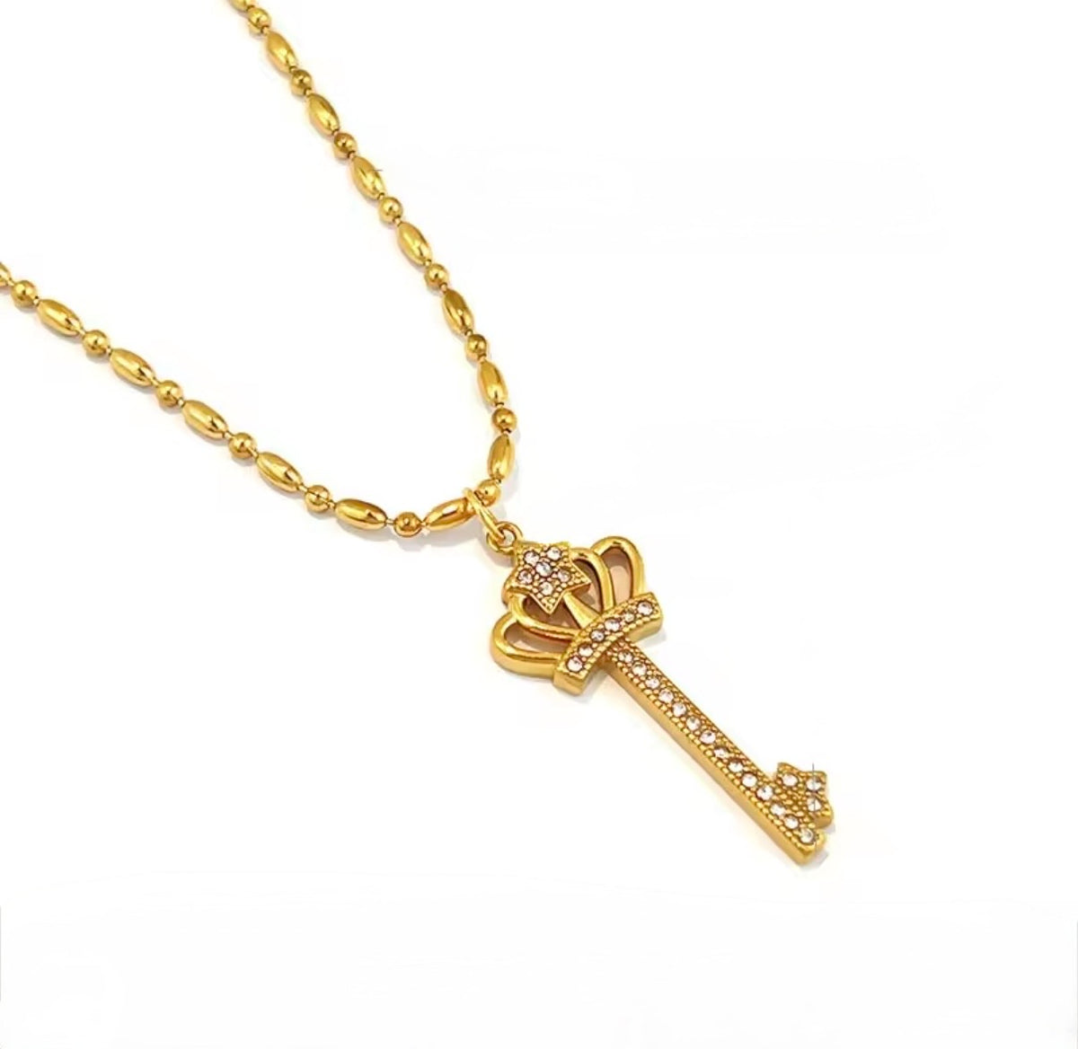 Crown Key CZ Necklace