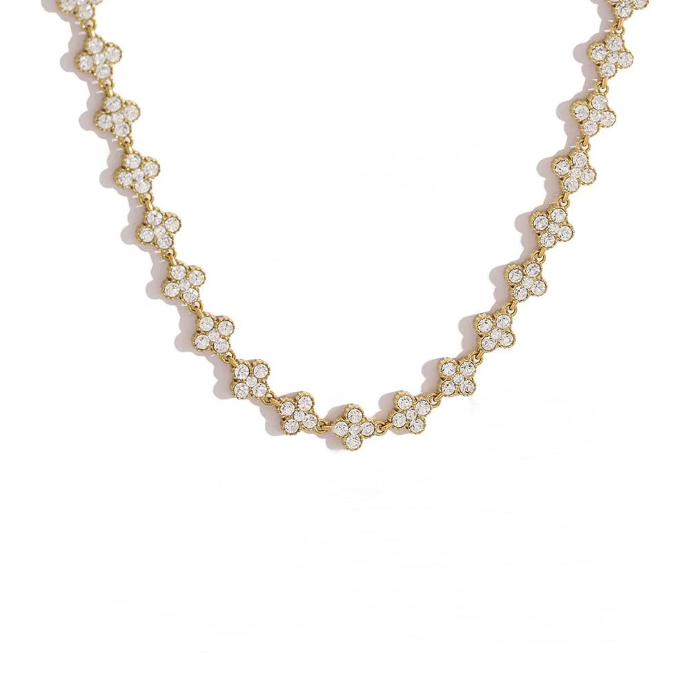 Four-Petal CZ Necklace