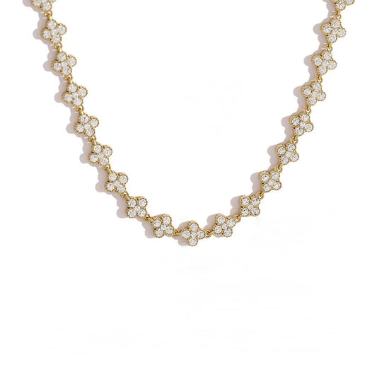 Four-Petal CZ Necklace