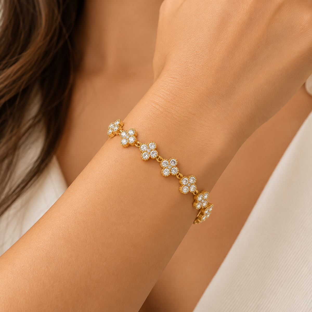 Four-Petal CZ Bracelet