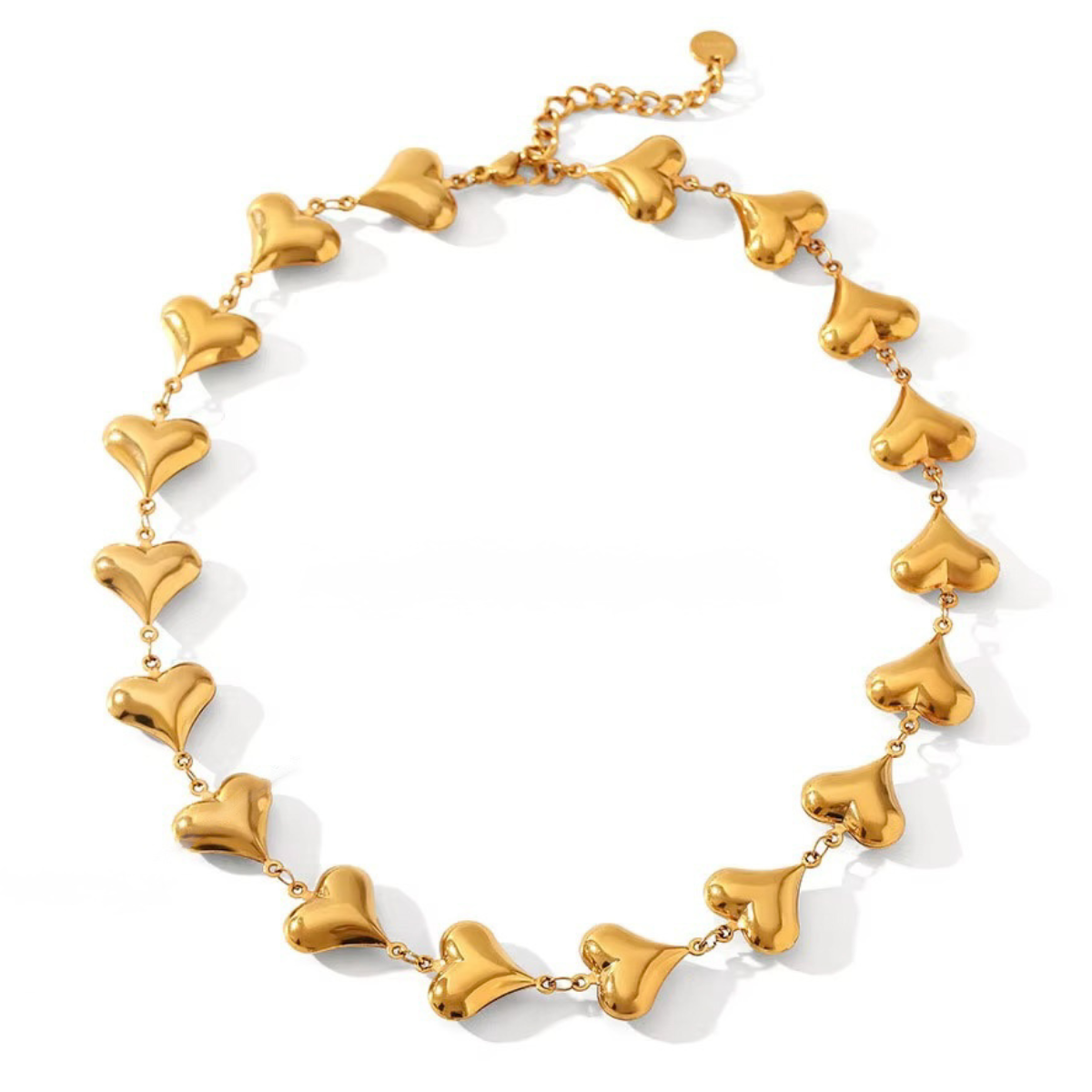 3D Puffy Heart Necklace & Bracelet Set