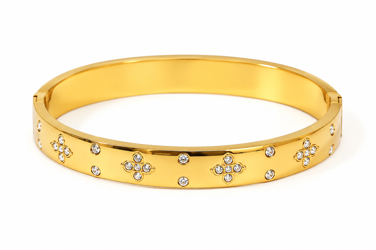 Four-Petal Crystal Bangle